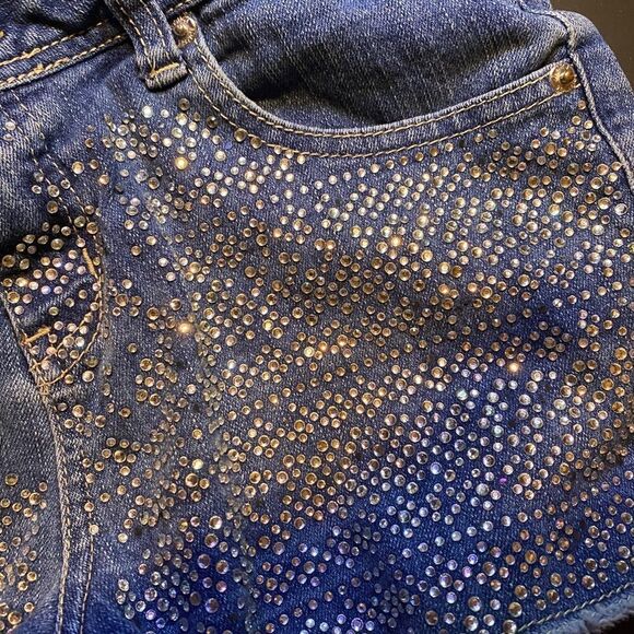 Girls Justice Rhinestone Cutoff Denim Shorts 18R - Picture 4 of 5